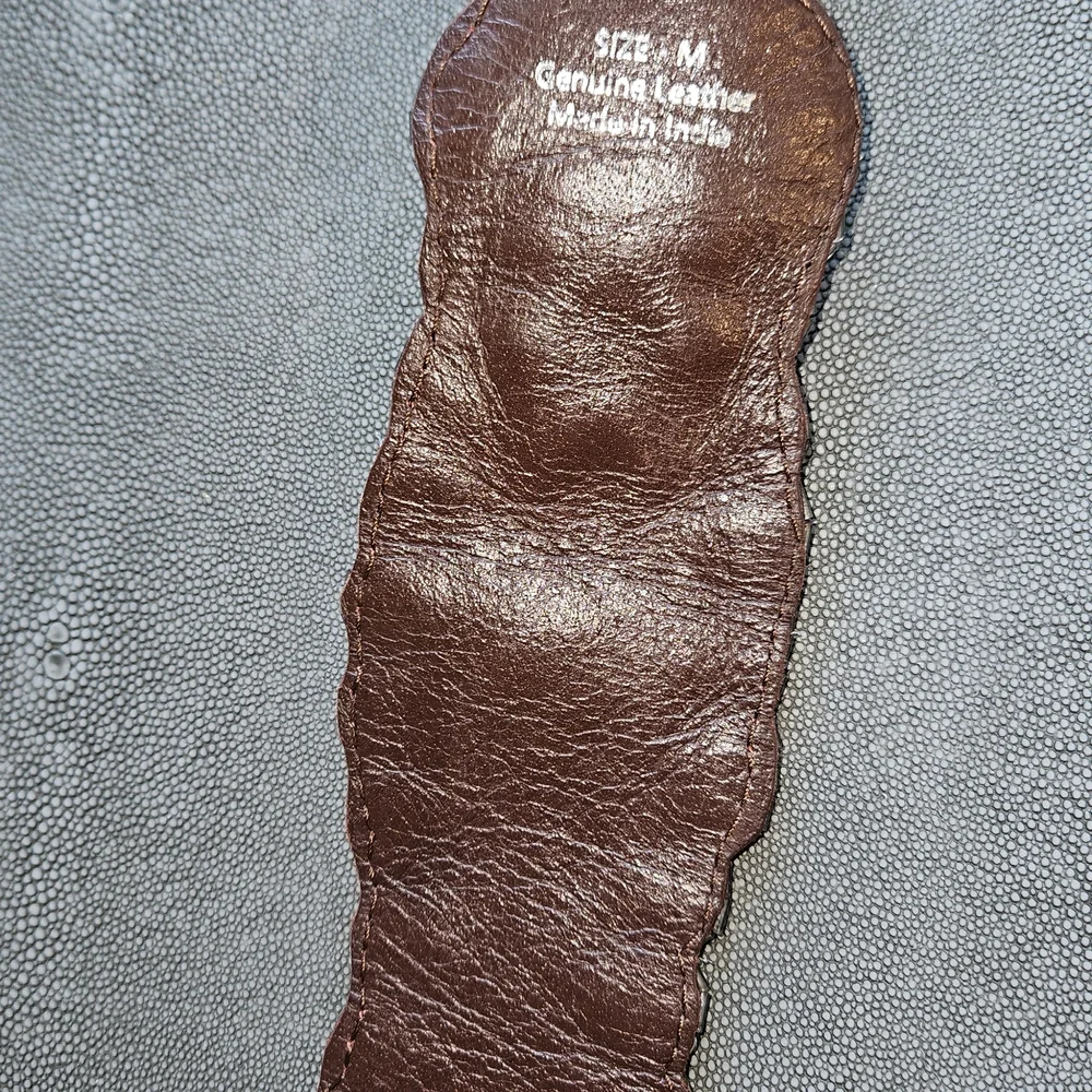 Jasper&Jeera for Anthropologie, Brown Leather Belt With Clear Beaded Design - Picture 3 of 4